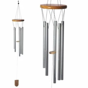 Wooden and Metal Wind Chime Hanging Length 88 cm Approx - Picture 1 of 2