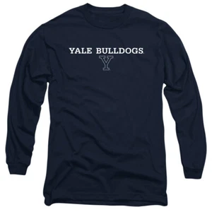 Yale University Adult Long Sleeve T-Shirt Stacked, Navy, S-3XL - Picture 1 of 3