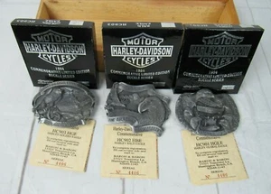 Harley-Davidson Motorcycles 1994 Commemorative Eagle Buckle Set Holzbox Neu - Bild 1 von 8