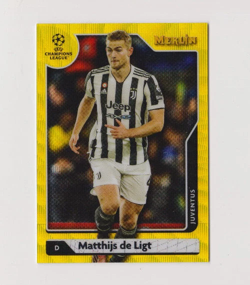 2021-22 Merlin Chrome UEFA #28 Matthijs de Ligt Yellow Wave Refractor # 79/225 - Image 1 of 1