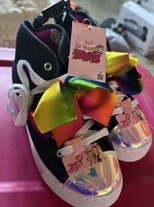 Jojo Siwa Girls Silver Mermaid Scales Bow High Top Sneakers Shoes Size 2 - Picture 1 of 3