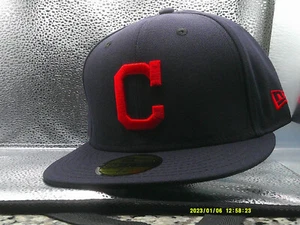 Cleveland Indians MLB New Era Auténtico Sobre el Campo 59FIFTY Sombrero Ajustado ~ Azul Marino 7 1/8 - Imagen 1 de 1