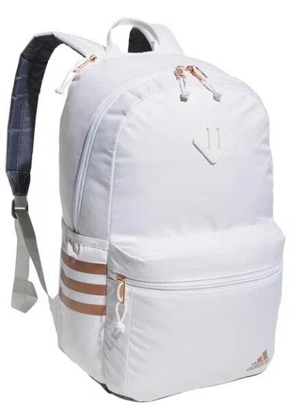 Adidas Classic 3S 5 Backpack, White/Rose Gold School Sports Travel Unisex New - Image 1 of 1