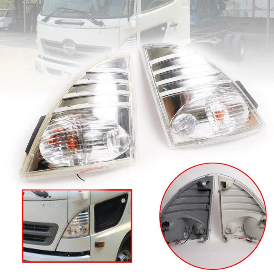 Luminária de canto frontal Fit 2003-2017 Hino Mega 500 Fc4J Fg1J branca transparente caminhão - Imagem 1 de 4