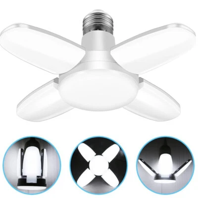 LED Garage Light Bulb E27 / E26 Deformable Ceiling Fixture Lights Workshop Lamp - Image 1 of 4