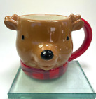 Threhold  Reindeer Christmas Coffee Mug With Scarf 14 oz Holiday Red Handle B18