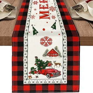 Christmas Table Runner Burlap Rustic Runner for Table Snowflake Size: 13x72 inch - Picture 1 of 8