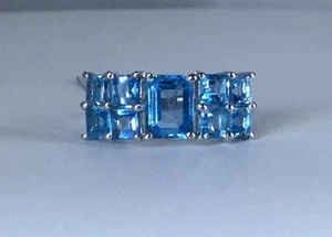 Size 9 Swiss Blue Topaz Sterling Silver 5.16 Carats Beautiful Color! - Picture 1 of 9