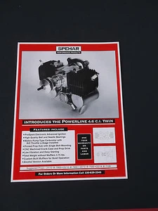 VINTAGE SPEHAR POWERLINE 4.6 CI  R/C AIRPLANE ENGINE BROCHURE 1 PAGE  *EX-COND* - Picture 1 of 2