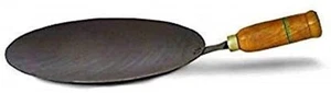 Iron Tawa, Original Handmade Iron Roti/Chapati Tawa with Wooden Handle 10 inch - Picture 1 of 4