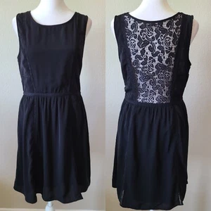 American Eagle Black Lace Dress Women's 10 Floral Gothic Whimsy Grunge Biker - Picture 1 of 12