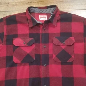Men's‎ Wrangler Fleece Red Black Buffalo Check shirt/jacket XLT - Picture 1 of 6