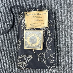 Sin In Linen Bamboo Black Floral Standard pillow cases NEW - Picture 1 of 3