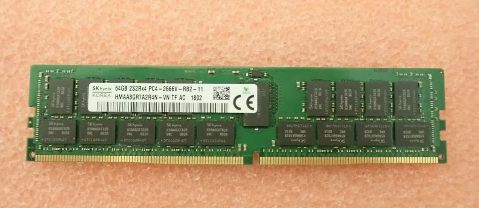 SK Hynix 64GB (1X 64GB) 2S2Rx4 PC4-2666V DDR4 ECC RDIMM Memory HMAA8GR7A2R4N-VN - Image 1 of 1
