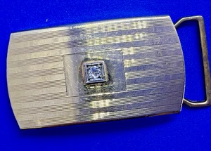 Art Deco Centered Clear Stone Stripe Pattern Belt Buckle by Kreisler U.S.A. - Picture 1 of 21