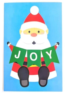 Set/4 Fantus Paper Products Christmas Cards w/ Envelopes Santa Joy 6.75" x 4.5" - Picture 1 of 4