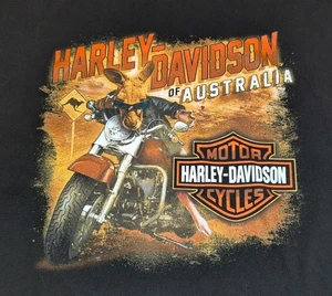 Harley Davidson Of AUSTRALIA T-Shirt Mens Black 3XL  Kangaroo On Bike H. Heaven - Picture 1 of 9