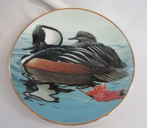 HAMILTON COLLECTOR`S PLATE AMERICAN WATERBIRDS HOODED MERGANSERS - Picture 1 of 3