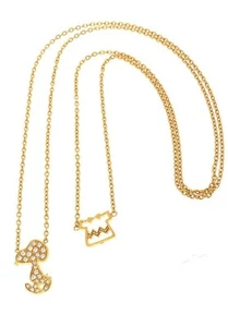 Snoopy Pave Silhouette Charlie Brown Kleidung Motiv Gold Halskette - Bild 1 von 8