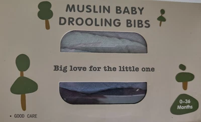 MUSLIN BABY BABADORES BABADORES 4 pacotes azul cinza unissex estilo bandana encaixe NOVO NA CAIXA - Imagem 1 de 4