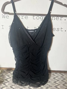 Vintage Y2K 90s Babydoll Tank Fairygoth Whimsigoth Lace Mesh Sequin Medium I - Picture 1 of 6