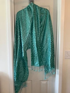 ISAAC MIZRAHI LIVE! Übergroßer Giraffenmuster 30" x 80" Halstuch TÜRKIS GRÜN - Bild 1 von 1