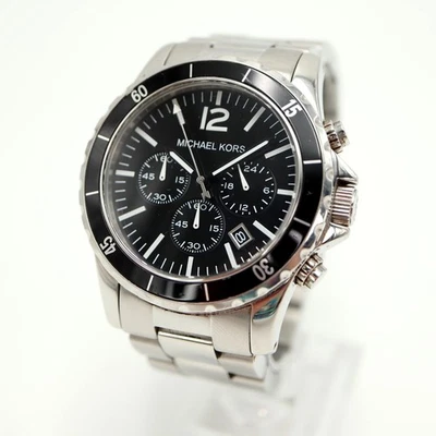 Reloj Michael Kors Hombre 45mm Cronógrafo Negro Buzo Acero MK8140 con Batería Nueva Foto 1 de 4