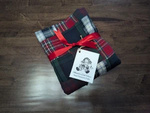 100% Baumwolle Flanell ÜBERWURF hm mit mehrfarbigem Maschinenpatchwork KARIERT/rotes Futter, NEU - Bild 1 von 12