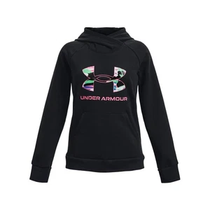 Under Armour Girls Rival Fleece Big Logo Hoodie, (001) Black / Pink Camo Small - Picture 1 of 1