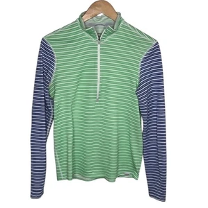 Patagonia Blue Green Striped Zip Capilene 3 Pullover Women Size M BLEMISH - Picture 1 of 6