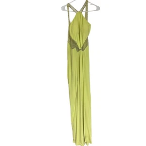 Mignon S 4 Farbe limettengrün Verzierung Neckholder Damen volle Länge Kleid Dress G1 - Bild 1 von 11