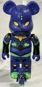 Medicom 400% + 100% Bearbrick ~ Evangelion Be@rbrick Eva Unit 01 New Paint Ver - Picture 1 of 17