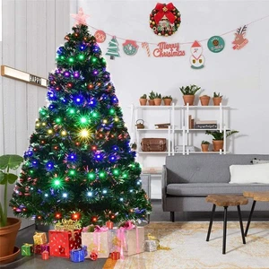 1.5M Pre-lit Fiber Optic Tree Artificial Christmas Tree w/ Multicolor LED Lights - Picture 1 of 11