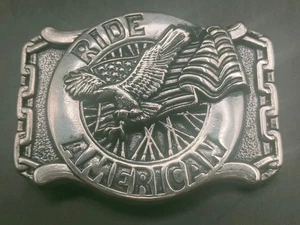 Vintage Ride American Eagle & Flag Gürtelschnalle - 8x6 cm - Bild 1 von 3