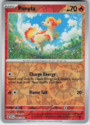 Pokemon Ponyta 026/162 SV05: Temporal Forces NM Reverse Holo card - Image 1 of 2