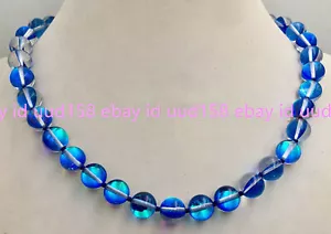 6/8/10/12 mm Mystic Aura holographischer Quarz mehrfarbig Runde Perlen Halskette 18 Zoll - Bild 1 von 18
