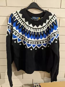 Ralph Lauren "GRADE B+" Aztec Fair Isle Yoke Wool and Cashmere Jumper 20"PTP (M) - Picture 1 of 12