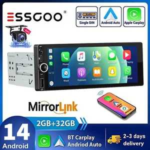 7" Single 1 DIN Car Stereo Apple Carplay Android 14 Radio Head Unit BT GPS 2+32G - Picture 1 of 14