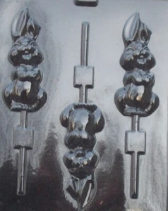 BUNNY RABBIT FLOPPY EARS EASTER LOLLIPOP CHOCOLATE CANDY MOLD PARTY FAVOR - Picture 1 of 1