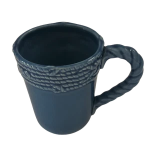 American Atelier at Home Nautical Blue Braided Rope Stoneware Tea Coffee Cup Mug - Picture 1 of 9