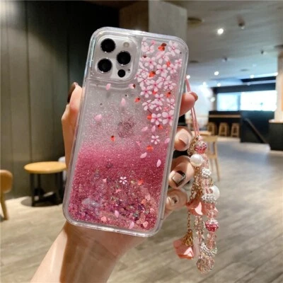 For Various Covers Glitter Quicksand Liquid Flower Bracelet Shockproof Soft Case - Image 1 of 4