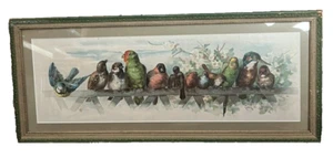 Original antike Hof lange Lithographie FEDERFREUNDE Paul DeLongpre - Bild 1 von 10