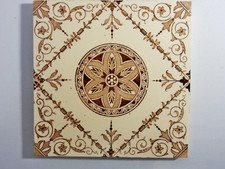 Antique Original Tile Washstand Fireplace Wash Stand Victorian Cream Flower