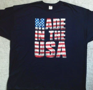 Patriotic T-Shirt with the words "Made In The USA" on front graphic _ Size 4XL - Picture 1 of 2