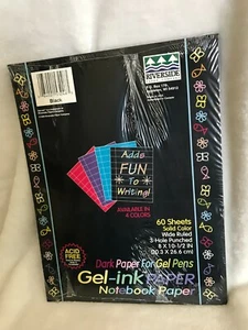 New VTG 1999 Riverside Paper Gel Ink Pen Dark Black Paper 60 Wide Ruled Sheets - Picture 1 of 5