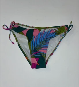 Juniors Side-Tie Cheeky Bikini Bottom Xhilaration Multi Tropical Print Sz S #BJ - Picture 1 of 5
