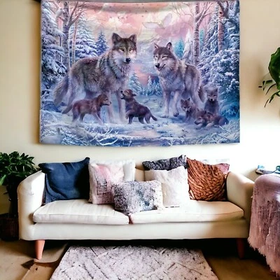 Jan Patrik Krasny Winter Wolf Family Tapestry Wall Hanging Art 230x172.5 cm - Image 1 of 4
