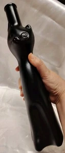 Vintage Moselland Glass Cat Riesling Black 13" Bottle Vase Decanter,Empty MCM - Picture 1 of 7