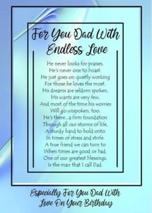 NEW For You Dad With Love On Your Birthday A5 Card & Picture Dad Father Love  - Foto 1 di 5
