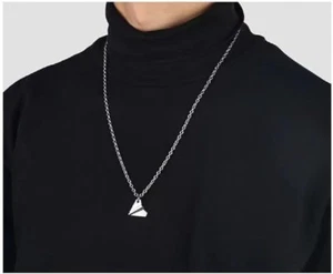 Necklace Paper Stealth Airplane Charm on 16in Chain Necklace - Picture 1 of 12